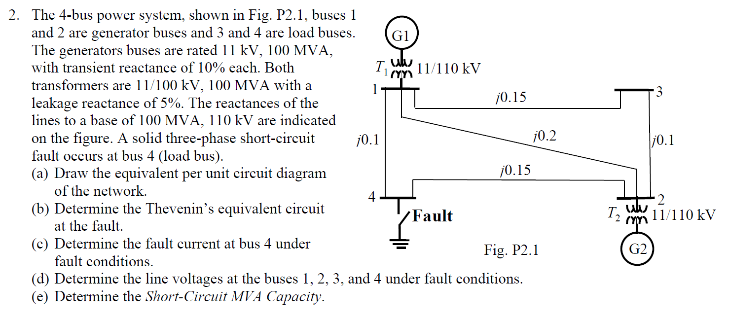 Solved The 4-bus Power System, Shown In Fig. P2.1, Buses 1 