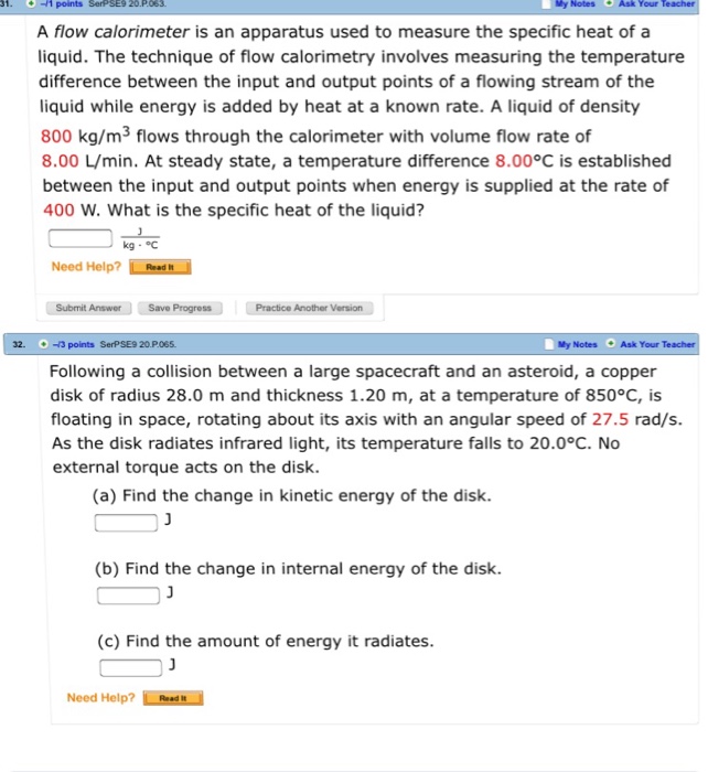 Solved A flow calorimeter is an apparatus used to measure