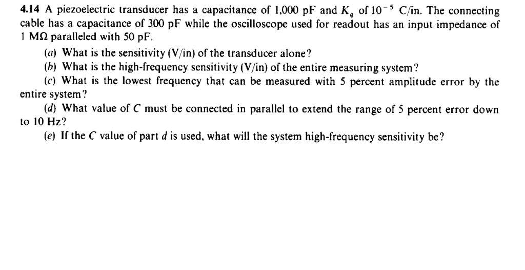 Solved A piezoelectric transducer has a capacitance of 1,000