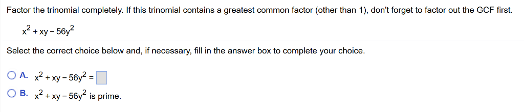 Solved Factor The Trinomial Completely. If This Trinomial | Chegg.com