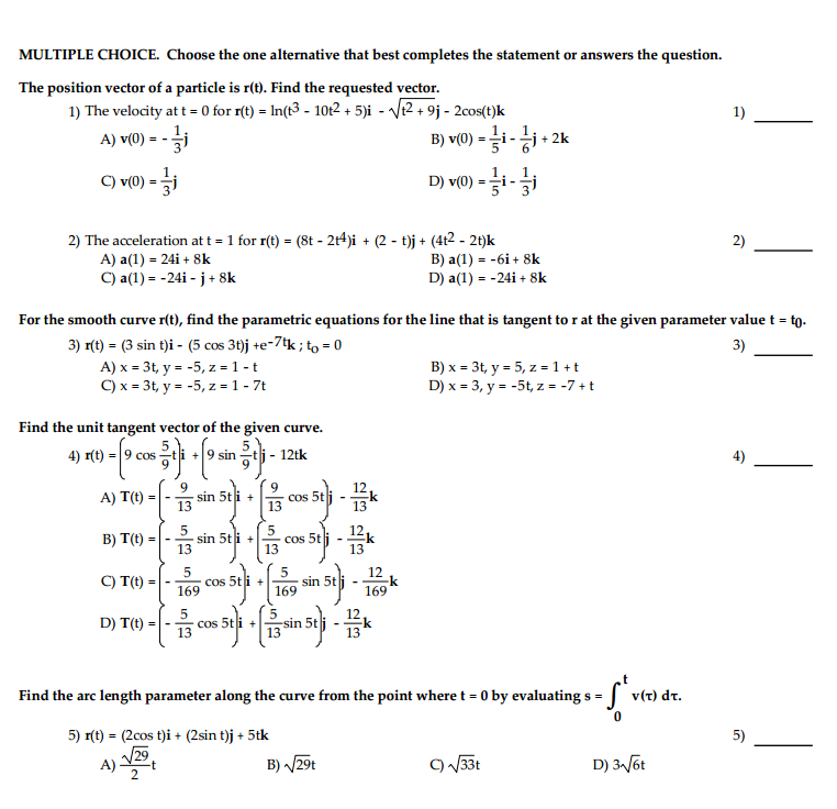 Solved Calculus 3. Velocity, Accelerations and | Chegg.com