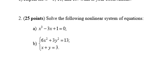 Solved Solve The Following Nonlinear System Of Equations: | Chegg.com