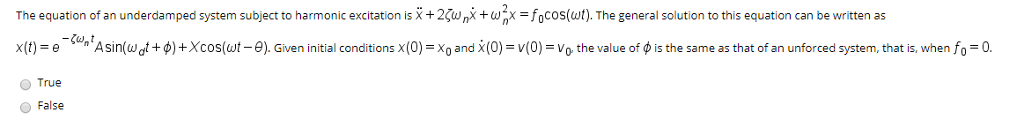 Solved The equation of an underdamped system subject to | Chegg.com