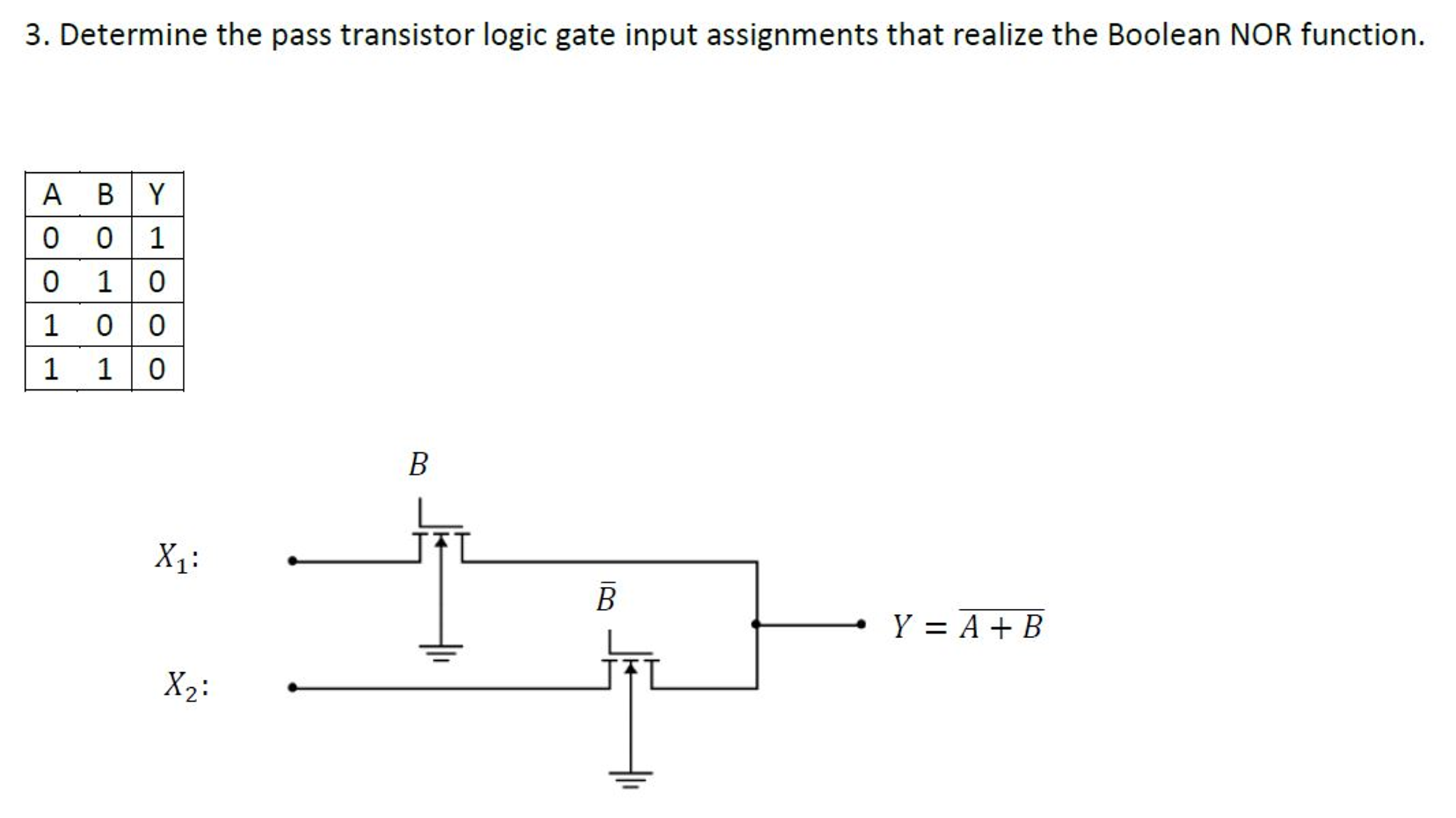 Solved Determine the pass transistor logic gate input | Chegg.com