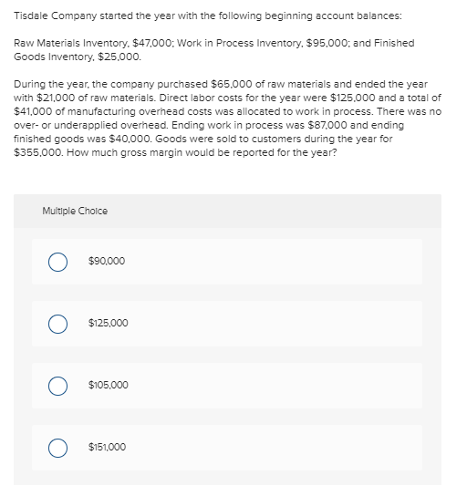 Solved Tisdale Company started the year with the following