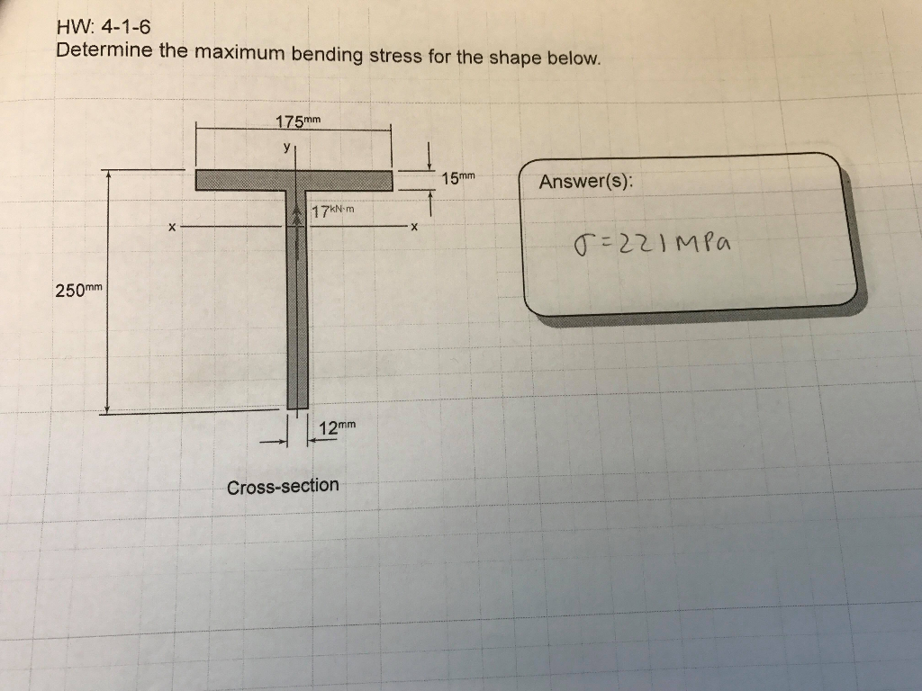 Solved HW: 4-1-6 Determine the maximum bending stress for | Chegg.com