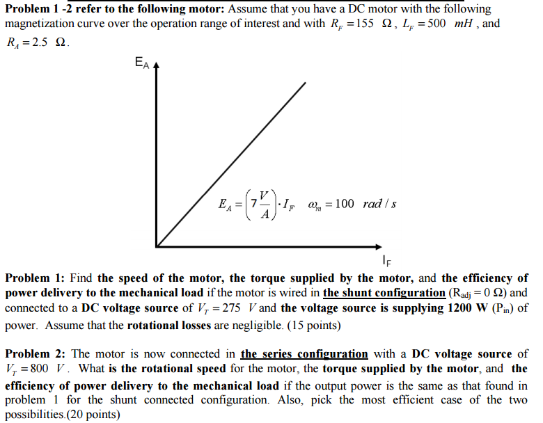 Solved Assume that you have a DC motor with the following