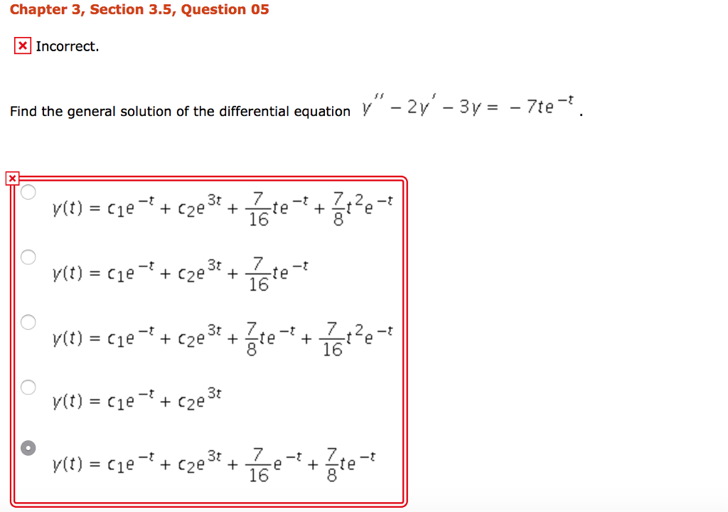 Solved Find The General Solution Of The Differential 0366