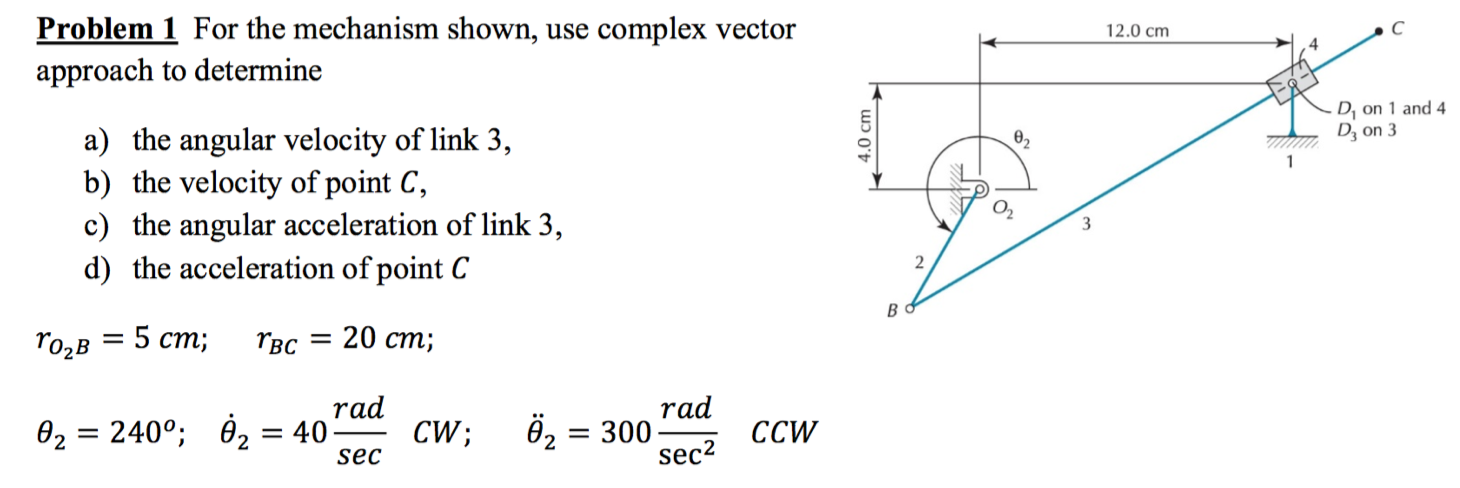 Solved For the mechanism shown, use complex vector approach | Chegg.com