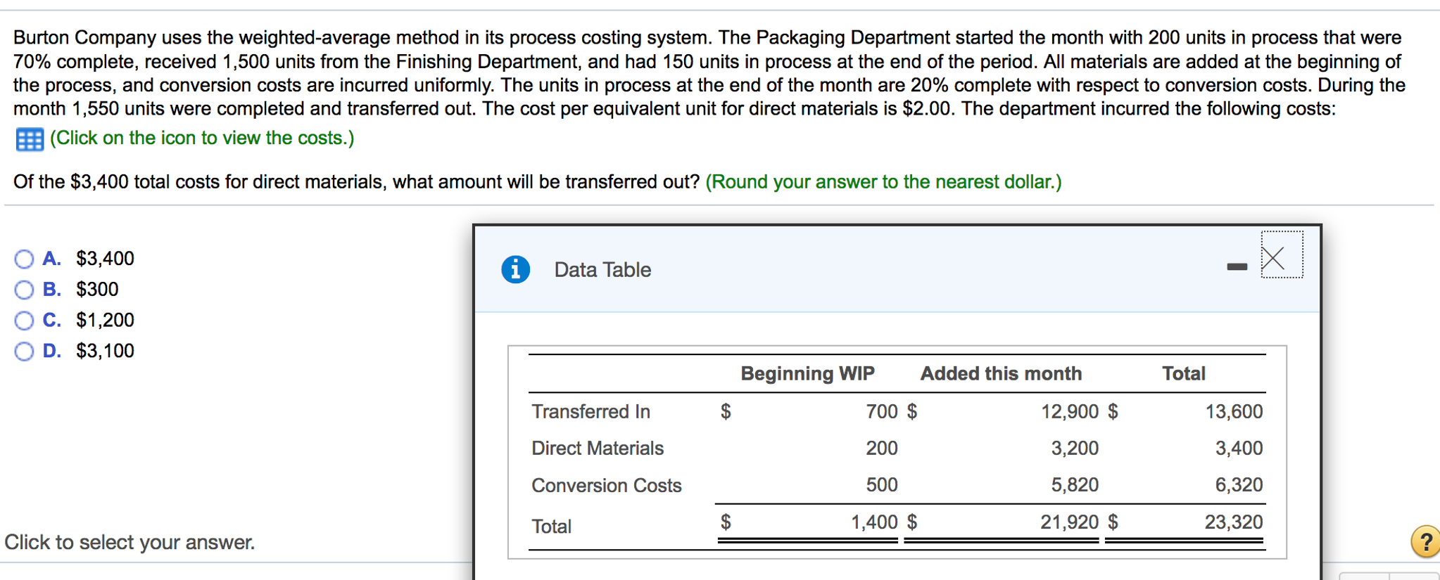 Solved Burton Company uses the weighted average method in Chegg