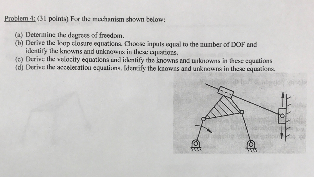 Solved For the mechanism shown below: Determine the degrees | Chegg.com