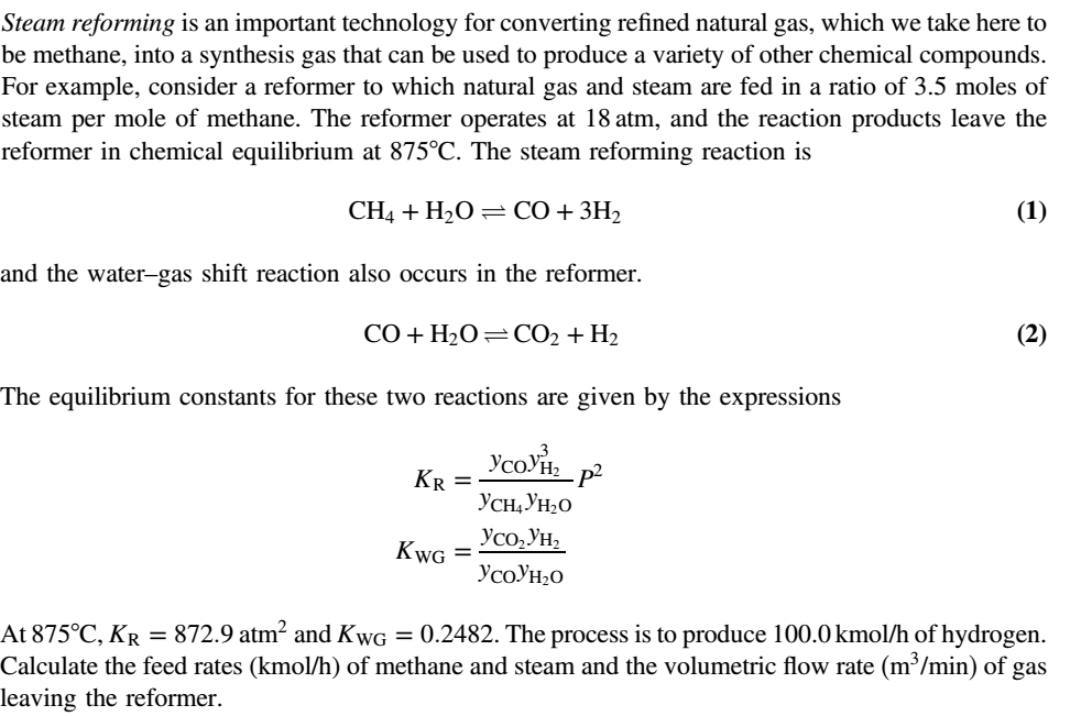 Steam reforming is an important technology for | Chegg.com