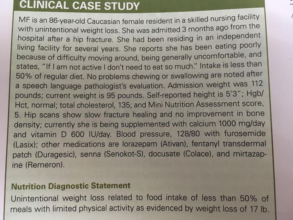 Solved CLINICAL CASE STUDY MF is an Caucasian female
