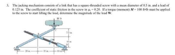 Solved The jacking mechanism consists of a link that has a | Chegg.com