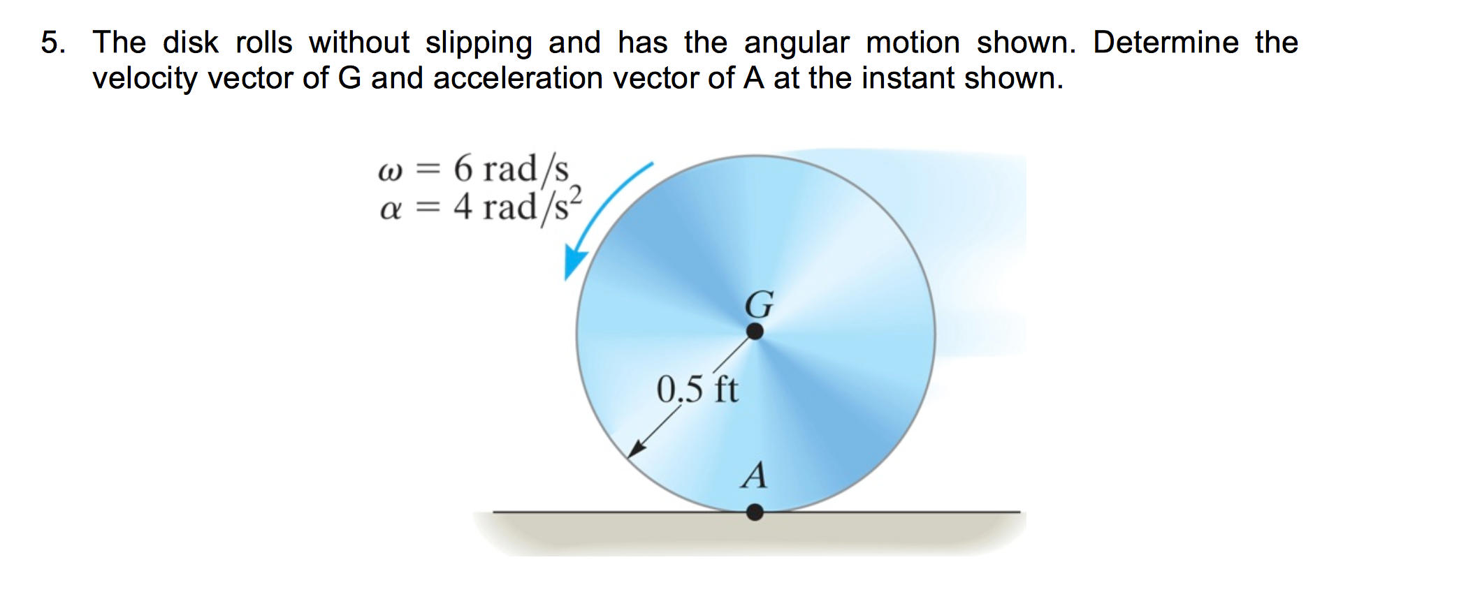 Solved 5. The disk rolls without slipping and has the | Chegg.com
