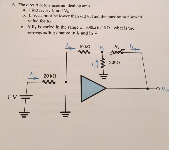 Solved The circuit below uses an ideal op amp. Find I_1, | Chegg.com