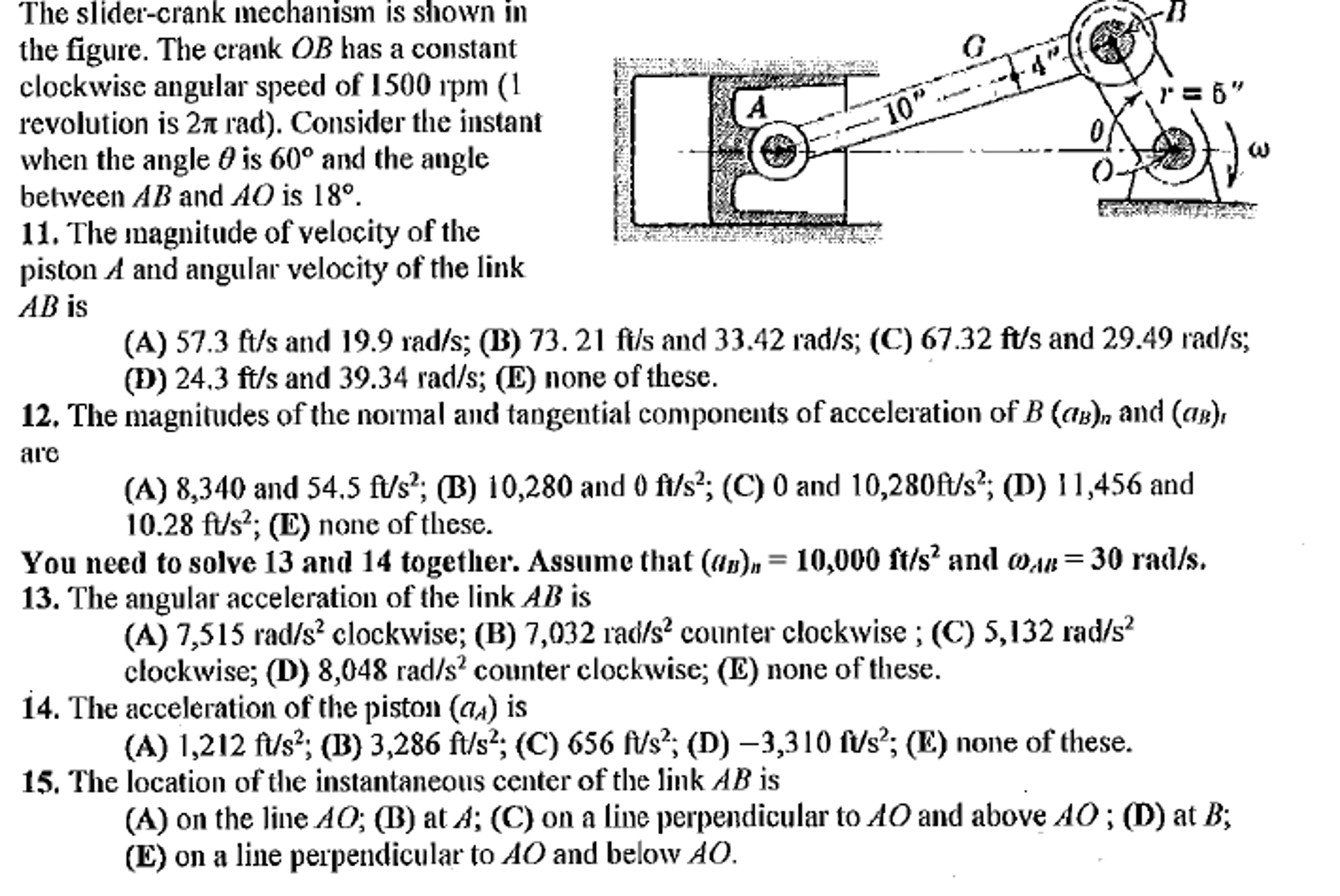 Solved The Slider-crank Mechanism Is Shown In The Figure. | Chegg.com