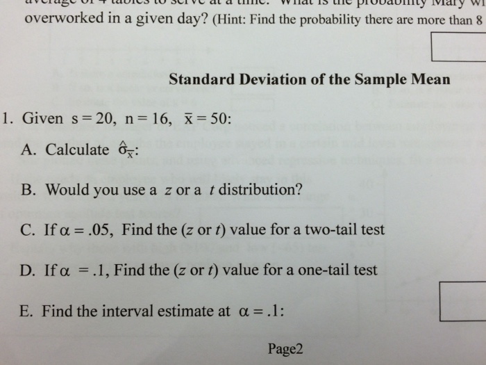 Solved Standard Deviation of the Sample Mean 1. Given s =
