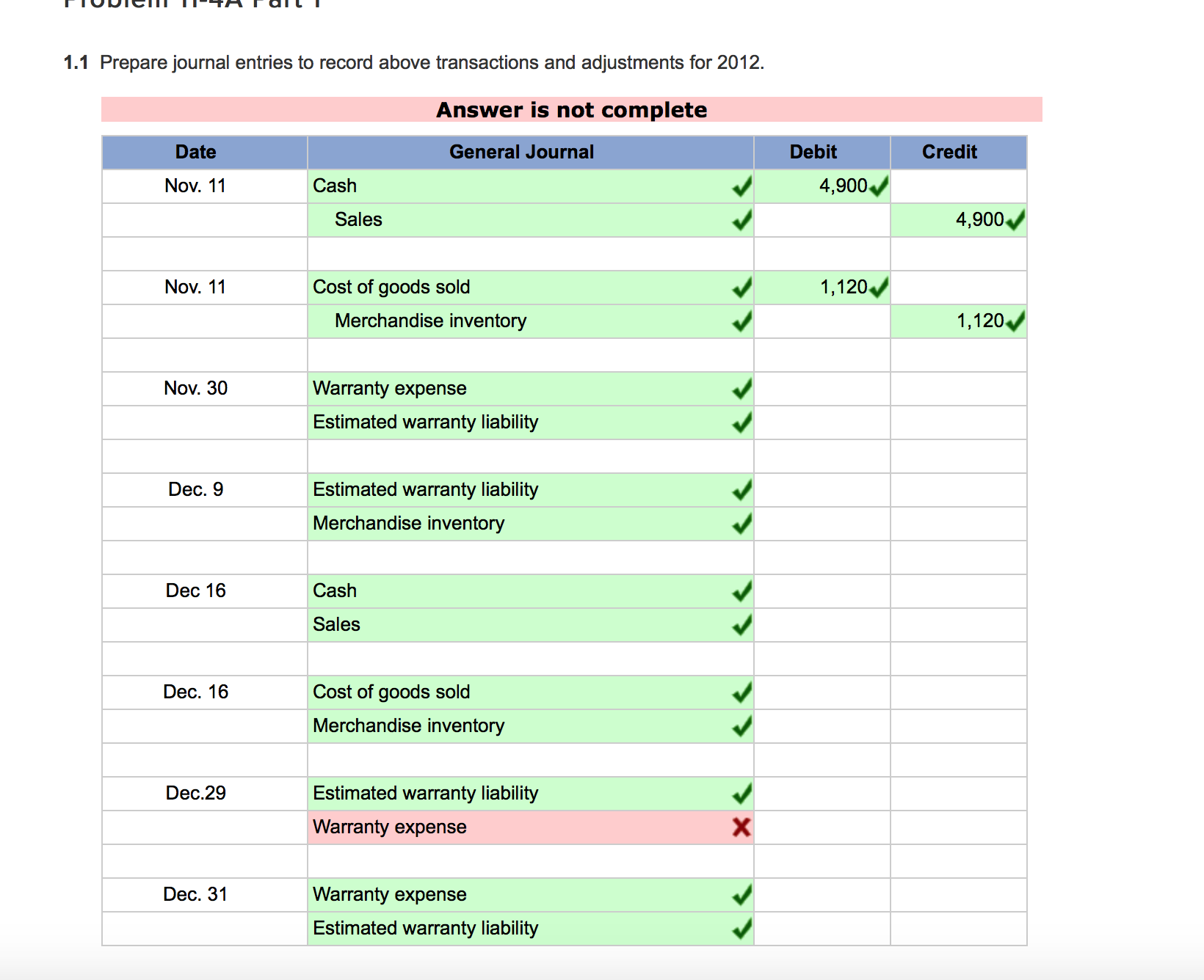 Solved Problem 114A Warranty expense and