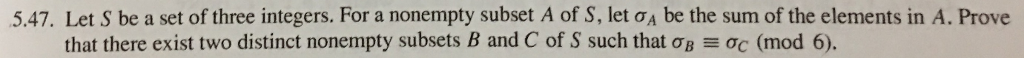 Solved Let S be a set of three integers. For a nonempty | Chegg.com