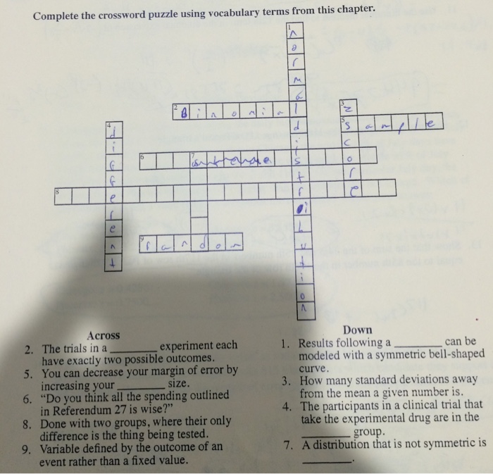 Solved Complete the crossword puzzle using vocabulary terms Chegg com