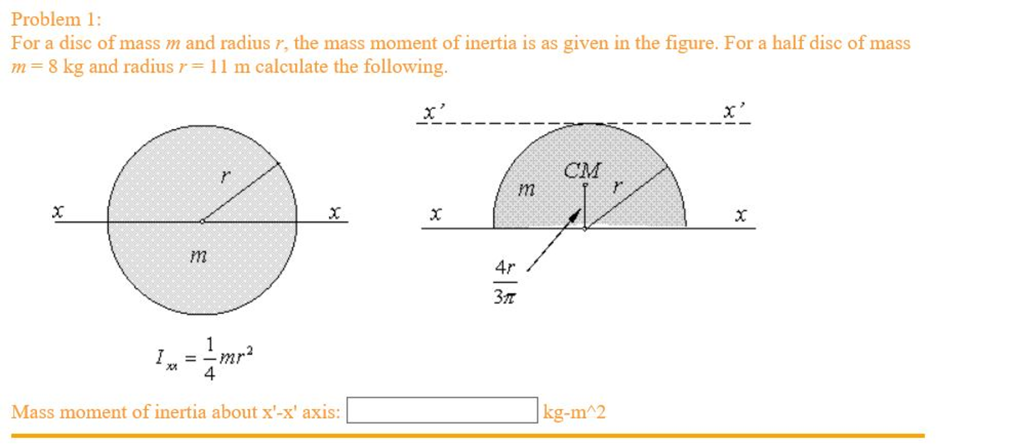 Solved For A Disc Of Mass M And Radius R The Mass Moment Of Chegg Com