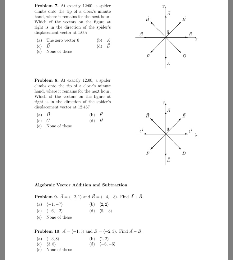 Solved Introduction to Vectors Problem 1. Which of the | Chegg.com