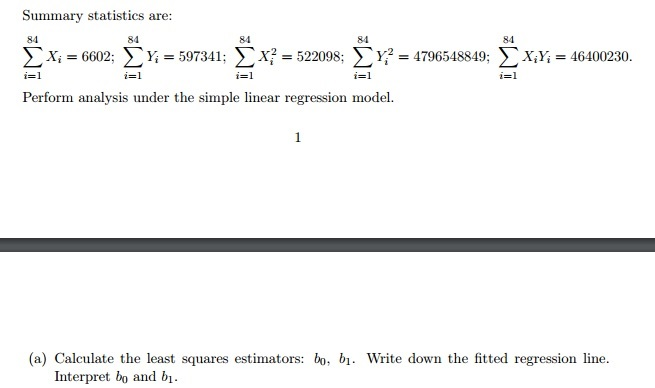 Solved Please Show How To Solve The Equations For B0 And B1. | Chegg.com