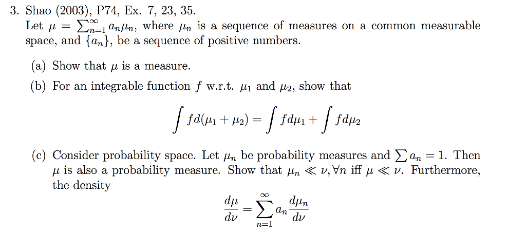 Solved Shao (2003), P74, Ex. 7, 23, 35 Let mu = | Chegg.com