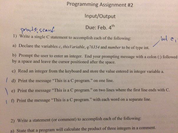 Solved Programming Assignment #2 Input/Output Due: Feb. | Chegg.com