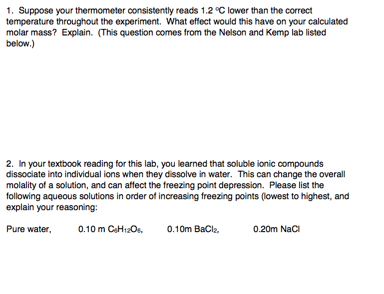 Solved Suppose your thermometer consistently reads 1.2 | Chegg.com