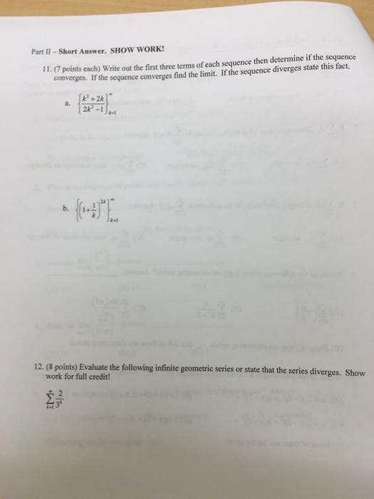 Solved Write out the first three terms of each sequence then | Chegg.com