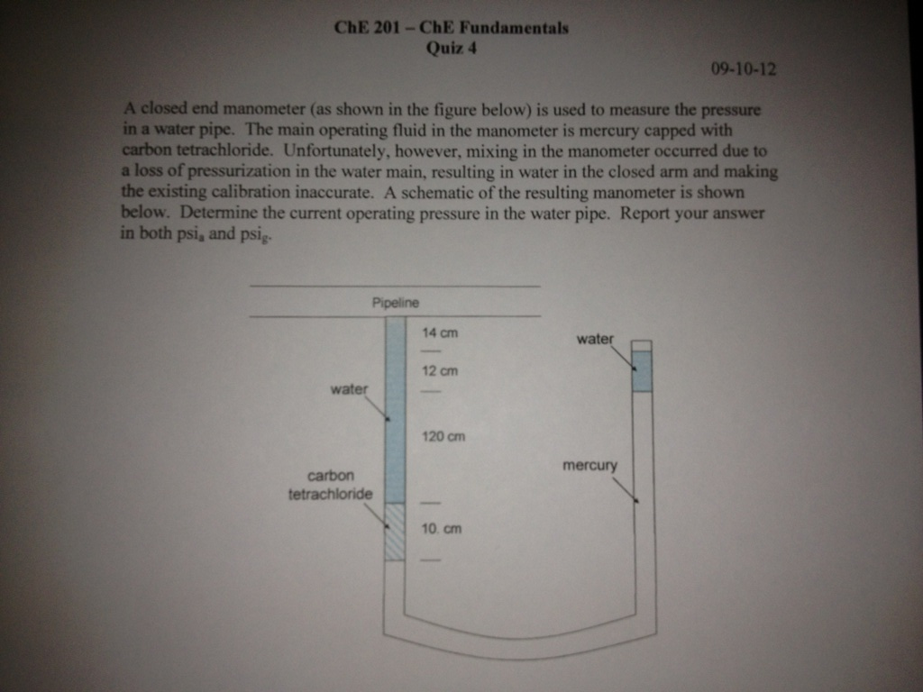 A Closed End Manometer (as Shown In (he Figure Bel...