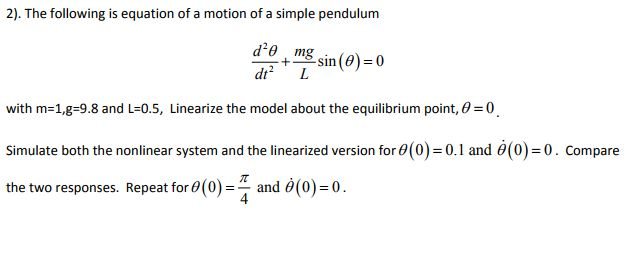 Solved The following is equation of a motion of a simple | Chegg.com