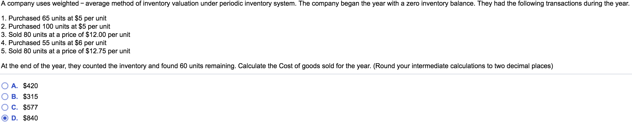 Solved A company uses weighted - average method of inventory | Chegg.com