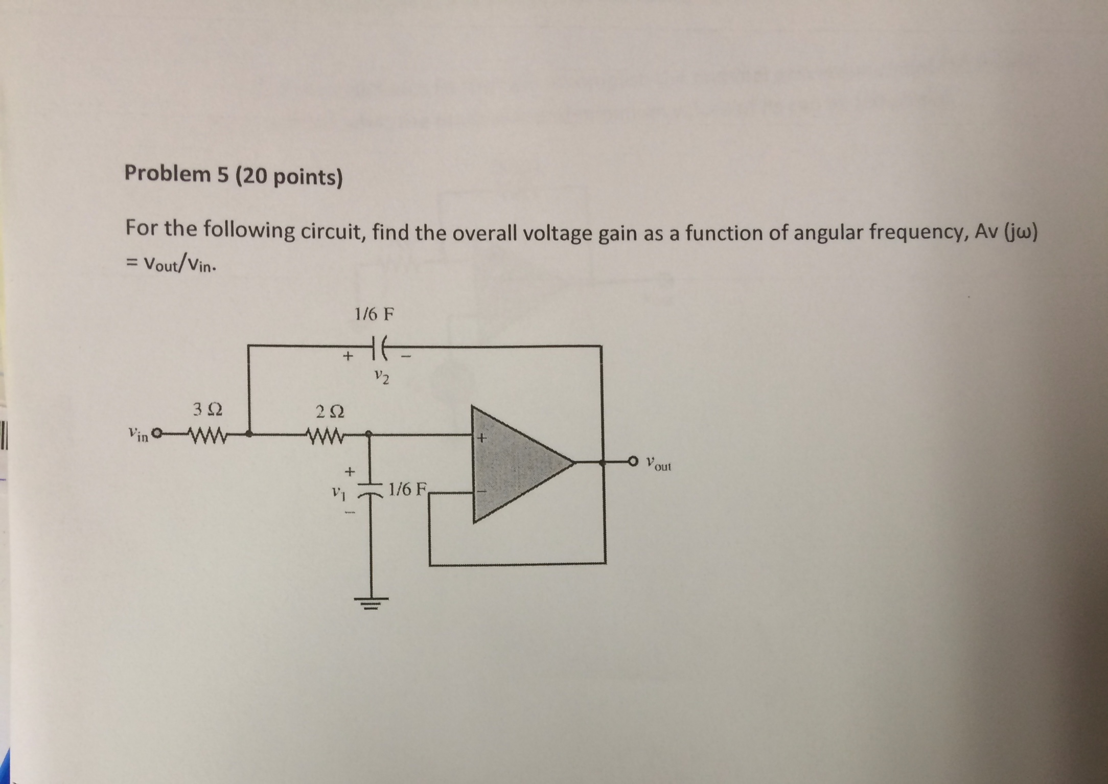 Solved For the following circuit, find the overall voltage | Chegg.com