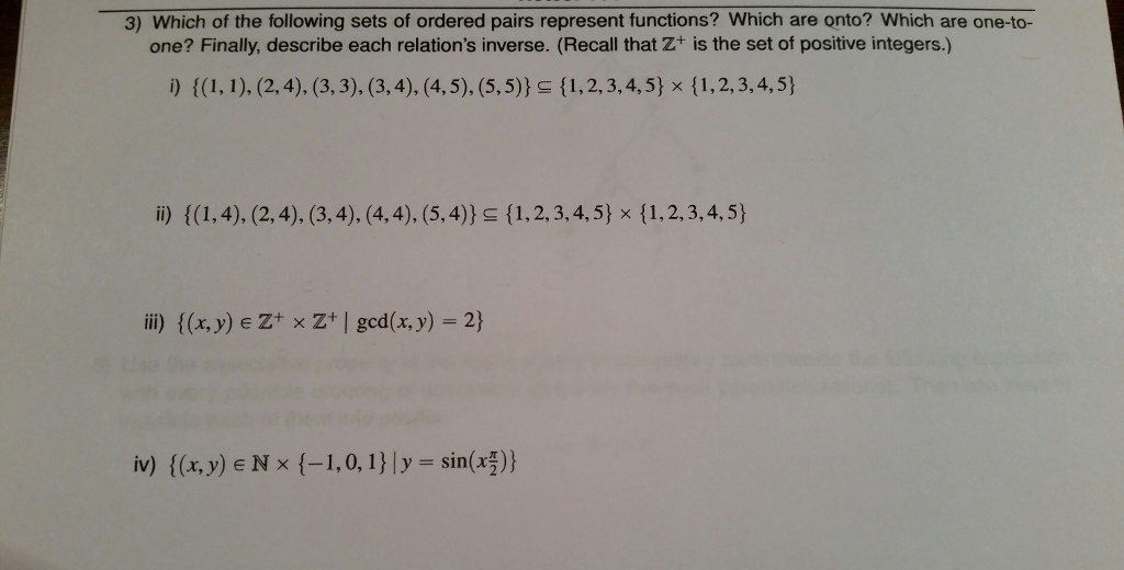 Solved Which Of The Following Sets Of Ordered Pairs | Chegg.com