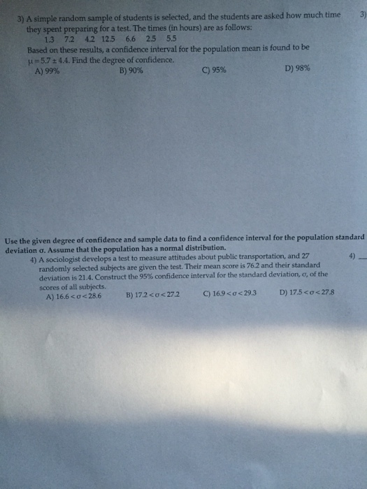 Solved A simple random sample of students is selected, and | Chegg.com