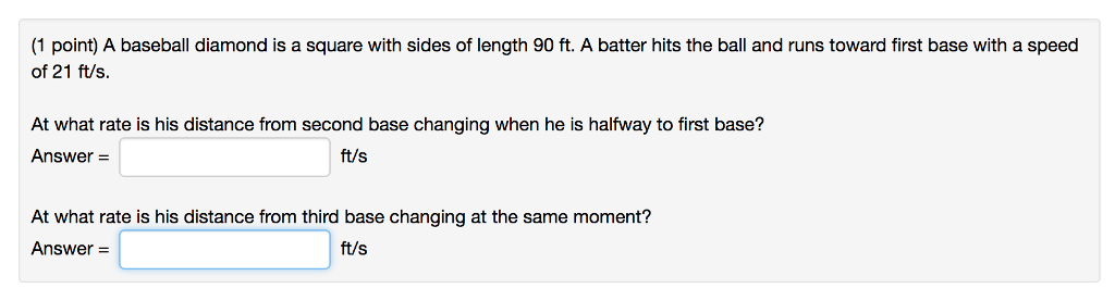 Solved A baseball diamond is a square with sides of length | Chegg.com