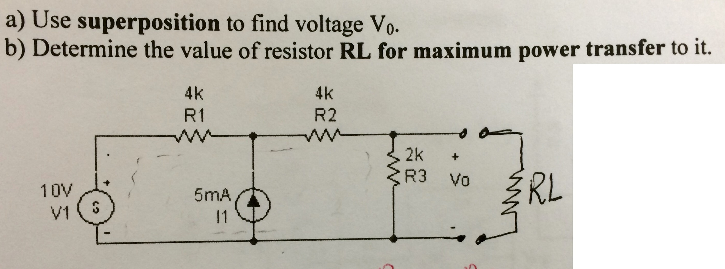 Solved Use Superposition To Find Vo And Determine The Value