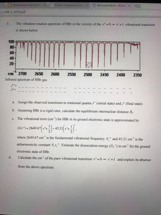 The vibration-rotation spectrum of HBr in the | Chegg.com