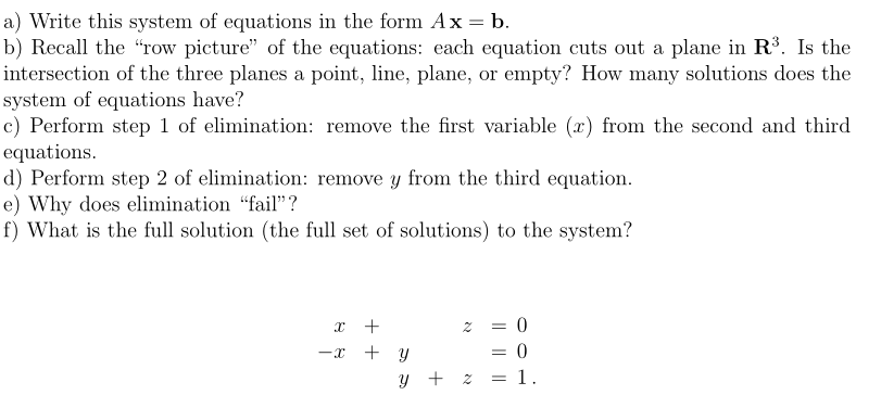 Solved Write This System Of Equations In The Form, Ax = B. | Chegg.com