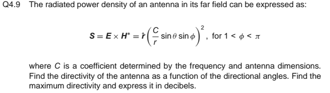 Solved The radiated power density of an antenna in its far | Chegg.com