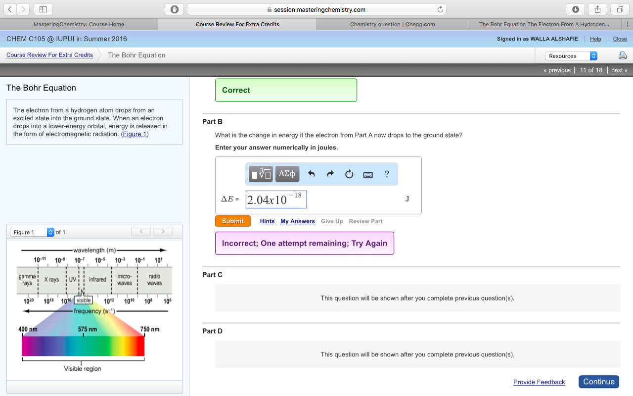 Solved The electron from a hydrogen atom drops from an | Chegg.com