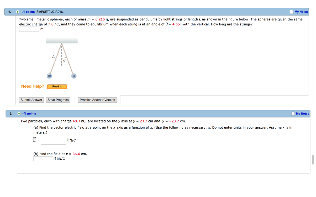 Solved Two small metallic spheres, each of mass m = 0.216 g,
