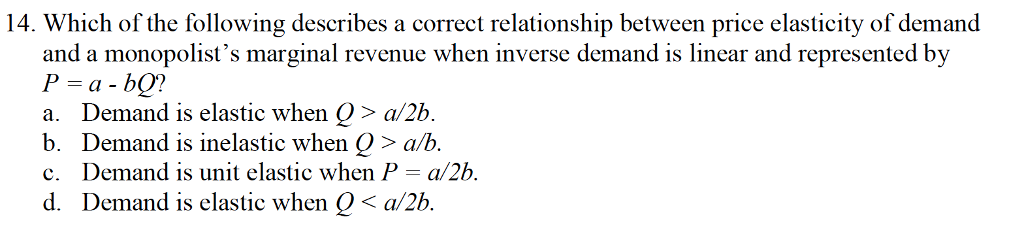 Solved 14 Which Of The Following Describes A Correct Chegg