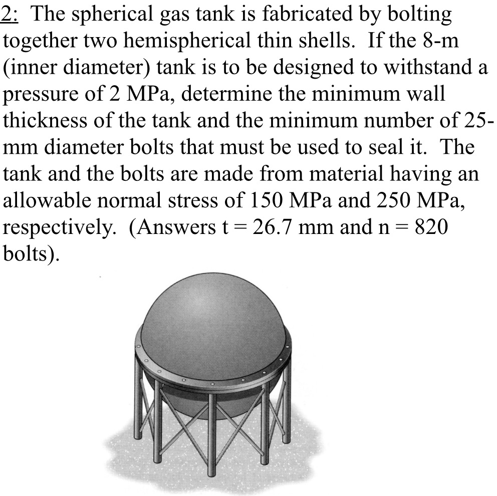 Solved The spherical gas tank is fabricated by bolting