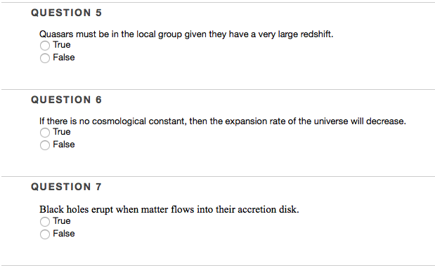 Solved Quasars must be in the local group given they have a | Chegg.com