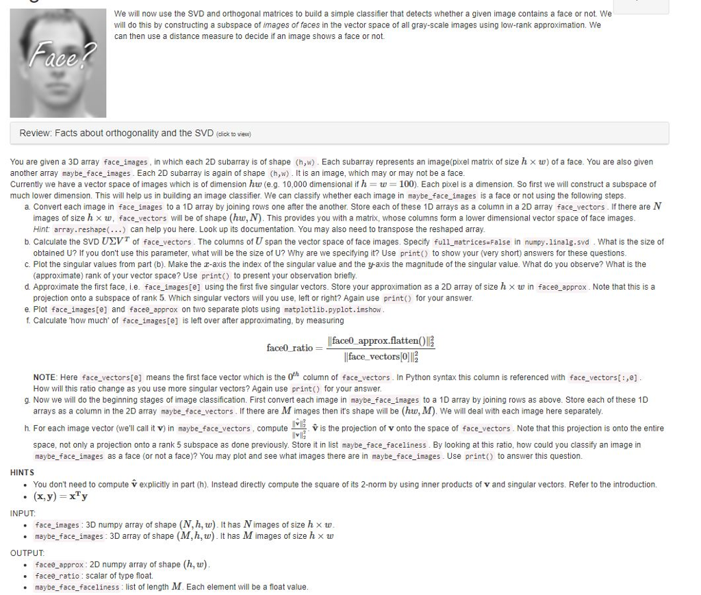 Solved Using single value decomposition in Python 3 to | Chegg.com