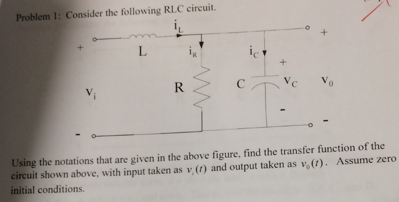 Solved Problem 1: Consider the following RLC circuit Using | Chegg.com